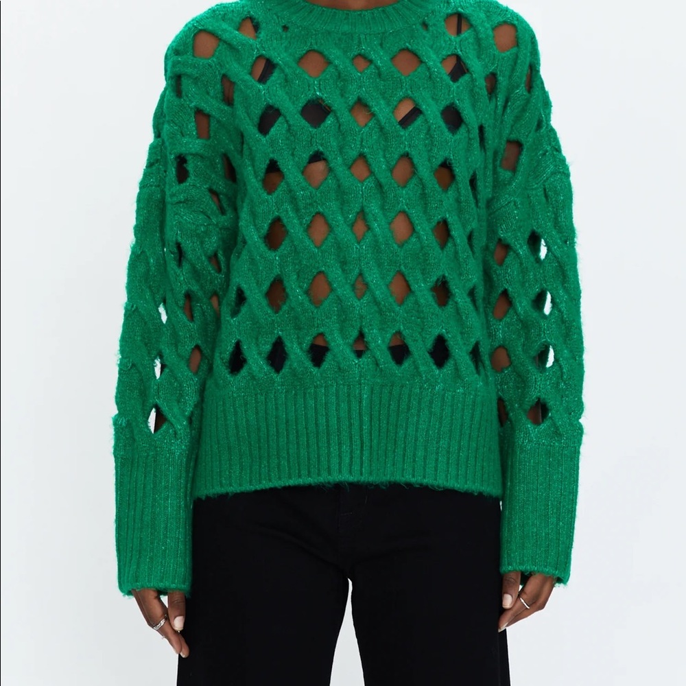 Pistola Darya Open Knit Pullover Sweater in Evergreen